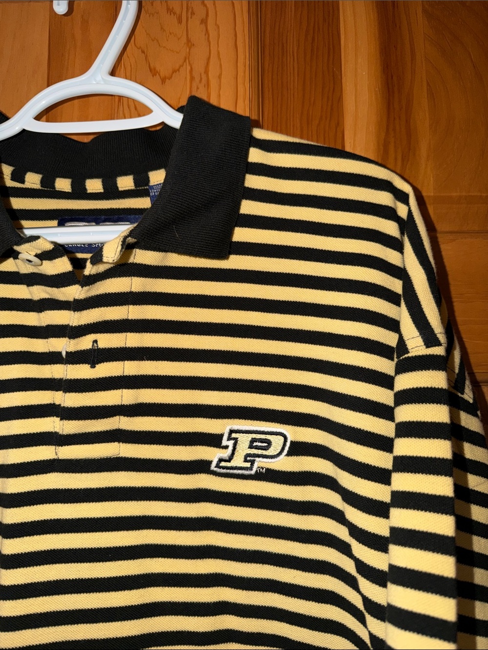 Purdue Striped Polo Shirt - Black & Yellow
